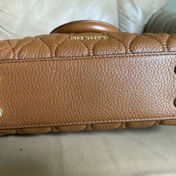 Vera Bradley Leather Quilted Mini Marlo Crossbody Saddle Brown - Picture 4 of 16